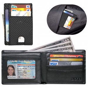 2 Pack Slim Wallet Mens Front Pocket MinimalistLeather Credit Card Holder Bifold Ridge Travel RFID Blocking Wallet With 2 ID Window …