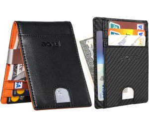 Pack of 2 RFID Blocking Wallets for Men, Money Clip Wallet and Slim Front Pocket Minimalist Wallet