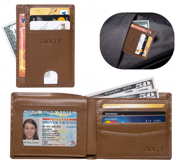 2 Pack Slim Wallet Mens Front Pocket MinimalistLeather Credit Card Holder Bifold Ridge Travel RFID Blocking Wallet With 2 ID Window … - Click Image to Close