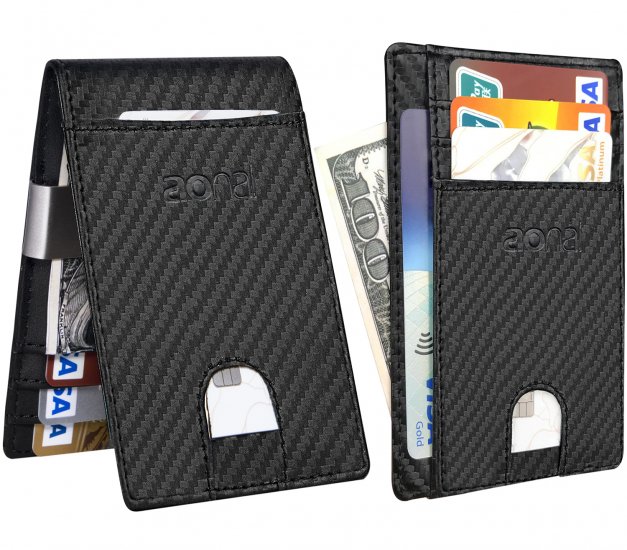 Pack of 2 RFID Blocking Wallets for Men, Money Clip Wallet and Slim Front Pocket Minimalist Wallet - Click Image to Close