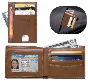 2 Pack Slim Wallet Mens Front Pocket MinimalistLeather Credit Card Holder Bifold Ridge Travel RFID Blocking Wallet With 2 ID Window …