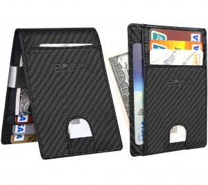 Pack of 2 RFID Blocking Wallets for Men, Money Clip Wallet and Slim Front Pocket Minimalist Wallet